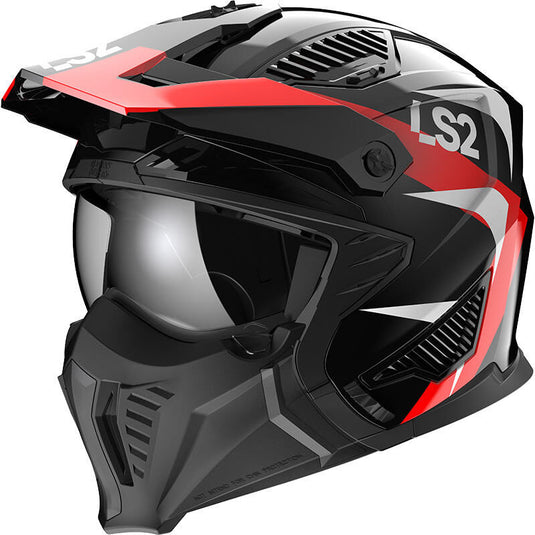 Ls2 modulaire helm of606 drifter triality helmet of606 drifter triality s black red