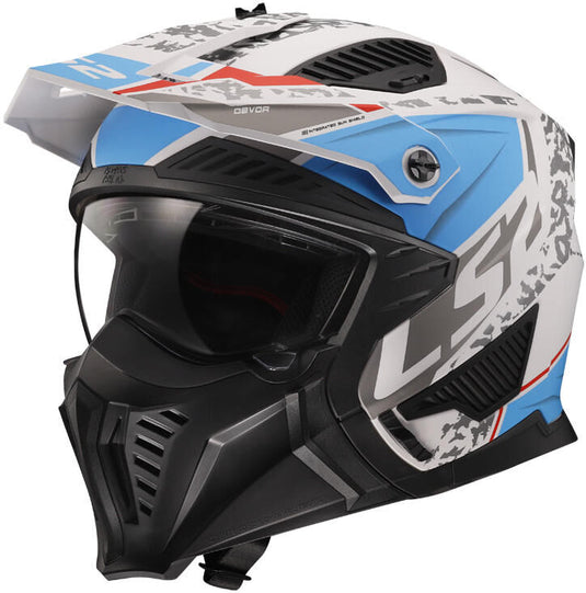 Ls2 modulaire helm of606 drifter devor helmet of606 drtifer devor xs white blue matt