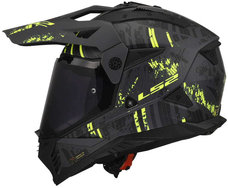 Afbeelding laden in galerijviewer, Ls2 endurohelm mx702 pioneer ii crazy helmet mx702 pioneer ii crazy m. sw ge gr. m
