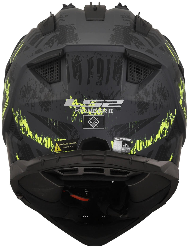 Afbeelding laden in galerijviewer, Ls2 endurohelm mx702 pioneer ii crazy helmet mx702 pioneer ii crazy m. sw ge gr. xxl
