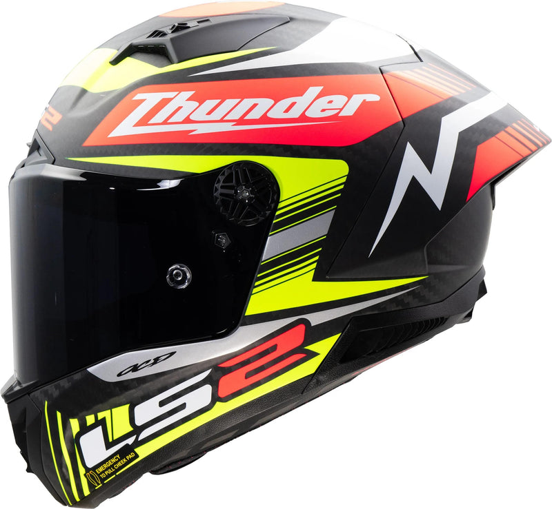 Afbeelding laden in galerijviewer, Ls2 integralhelm ff805 thunder carbon gp aero replica black helmet ff805 thunder gp aero replica sw. gr. m

