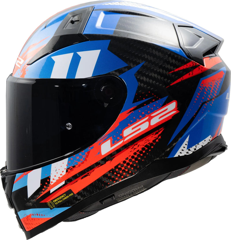Afbeelding laden in galerijviewer, Ls2 integralhelm ff811 vector ii carbon tantic helmet ff811 vector i tantic blue red gr. l
