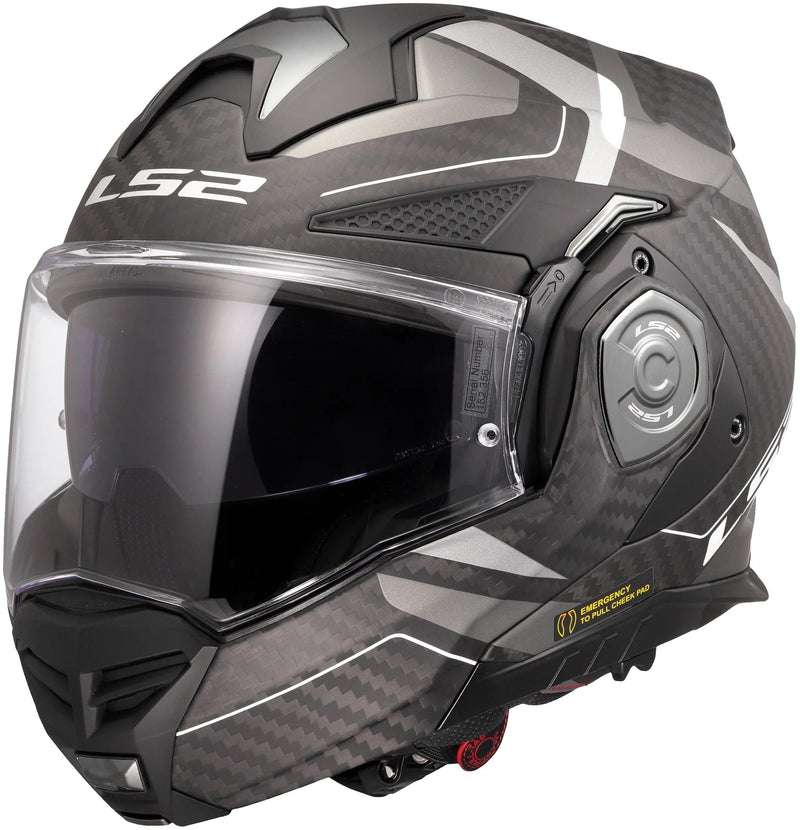 Afbeelding laden in galerijviewer, Ls2 klapphelm ff901 advant x carbon horizon helmet advant x carbo horizon silver grey matt
