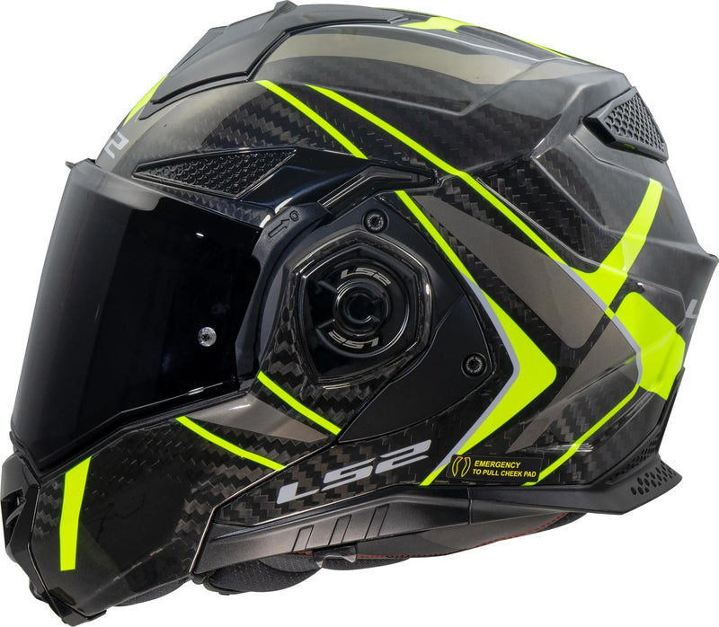 Afbeelding laden in galerijviewer, Ls2 klapphelm ff901 advant x carbon future ii helmet advant x carbo future ii h-v yellow size
