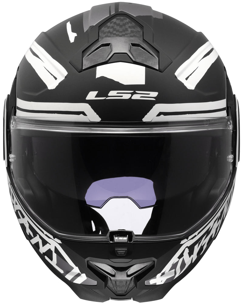 Afbeelding laden in galerijviewer, Ls2 opklaphelm ff910 advant ii tape helmet ff910 advant ii tape xl matt bl white
