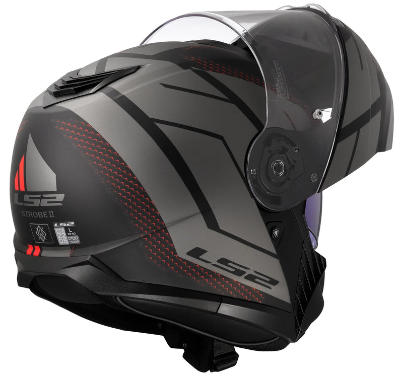 Afbeelding laden in galerijviewer, Ls2 klapphelm ff908 strobe ii code helmet strobe ii ff90 code black grey matt 3xl
