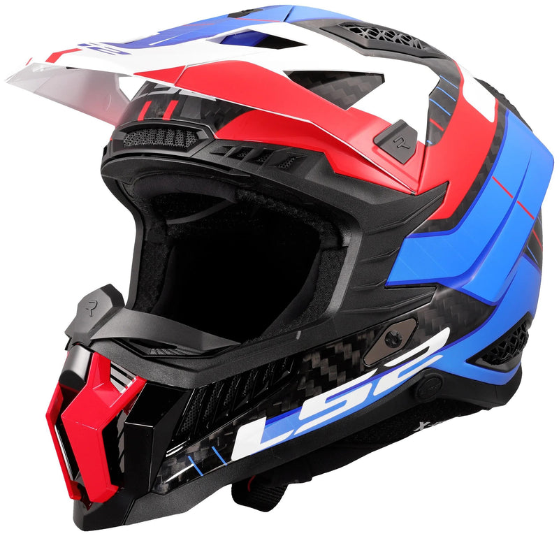 Afbeelding laden in galerijviewer, Ls2 crosshelm mx703 x-force galuo helmet x-force galuo white red blue gr. xxl
