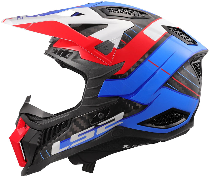 Afbeelding laden in galerijviewer, Ls2 crosshelm mx703 x-force galuo helmet x-force galuo white red blue gr. xxl

