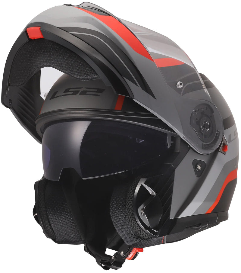 Afbeelding laden in galerijviewer, Ls2 klapphelm ff908 strobe ii monza helmets ff908 strobe monza black grey red xl
