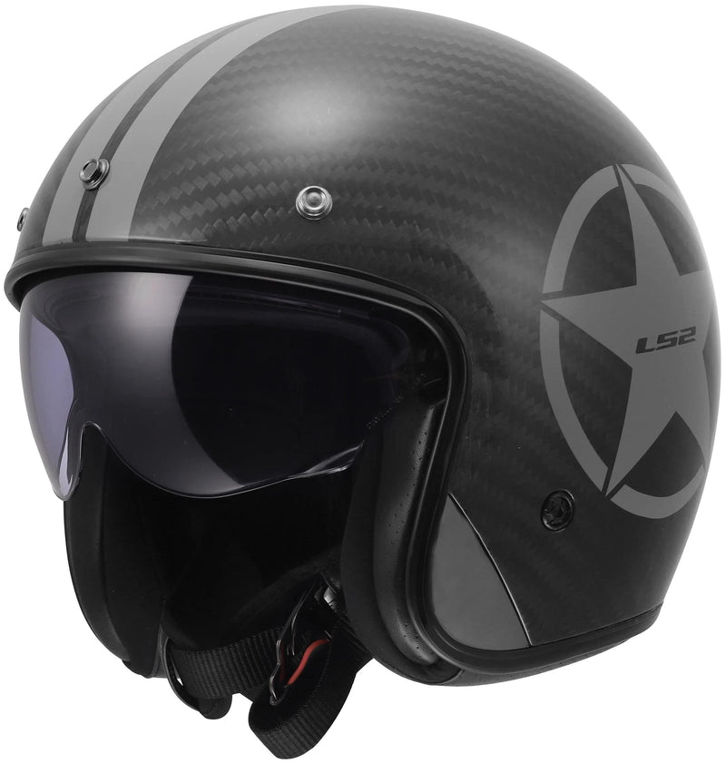 Afbeelding laden in galerijviewer, Ls2 jethelm of601 bob ii carbon star helmet of601 bob ii carbon star gray gr. l
