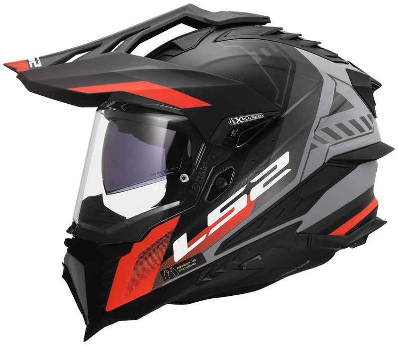 Afbeelding laden in galerijviewer, Ls2 endurohelm mx701 explorer hexa helmet mx701 explorer hexa matt black red grey

