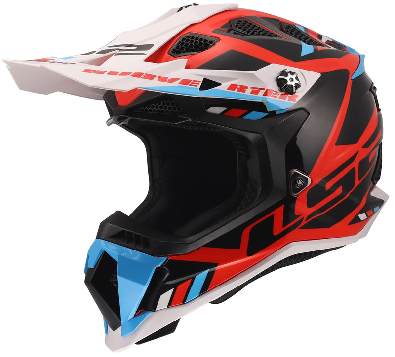 Afbeelding laden in galerijviewer, Ls2 crosshelm mx700 subverter evo ii stomp helmet mx700 subverte stomp white blue red xl
