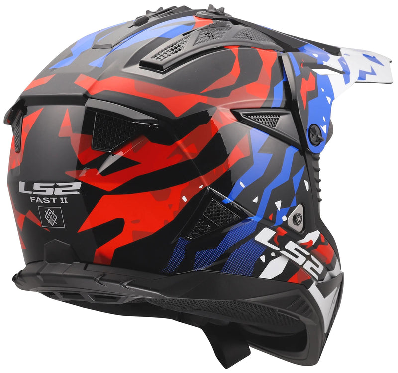 Afbeelding laden in galerijviewer, Ls2 crosshelm mx708 fast ii grotesk helmet mx708 fast ii grotesque white bl red xx
