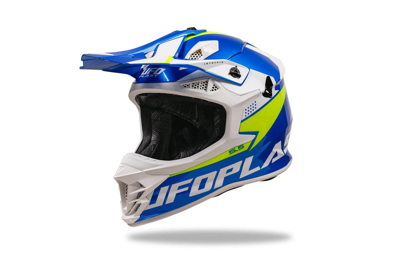 Afbeelding laden in galerijviewer, Ufo plast crosshelm intrepid helmet interpid m blue yellow

