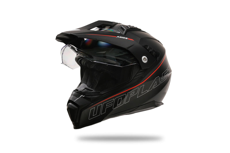 Afbeelding laden in galerijviewer, Ufo plast endurohelm aries helmet aries s black red
