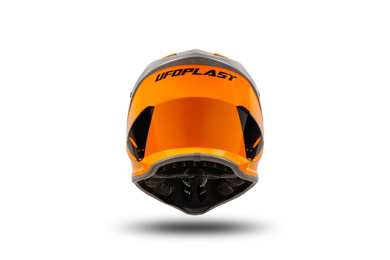 Afbeelding laden in galerijviewer, Ufo plast kinder crosshelm korey , uitneembaar helmet ufo plst korey s grey orange
