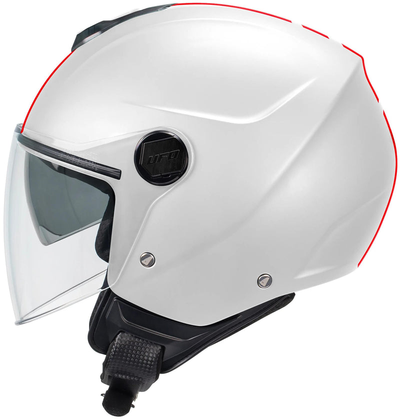 Afbeelding laden in galerijviewer, Ufo plast jethelm nixie helmet ufo nixie jet white red gr. m
