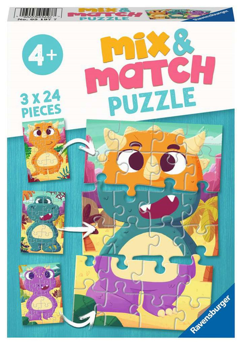 Afbeelding laden in galerijviewer, Ravensburger mix match puzzel dino's 24s
