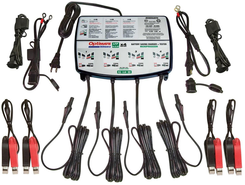 Afbeelding laden in galerijviewer, Tecmate acculader optimate lithium 4x0.8a optimate charger lithium 0.8v quad bank
