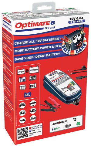Tecmate acculader optimate 6 ampmatic 6a optimate 6 charger ampmatic 6a