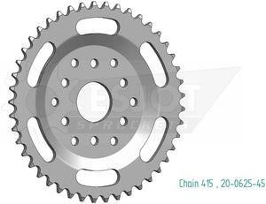 Esjot achtertandwiel 0625 chain wheel 415 47z steel silver