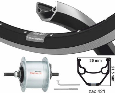 Kgs voorwiel 28 inch (622) zac421 zw zilv naafdyn+r.brake 6v3w vast