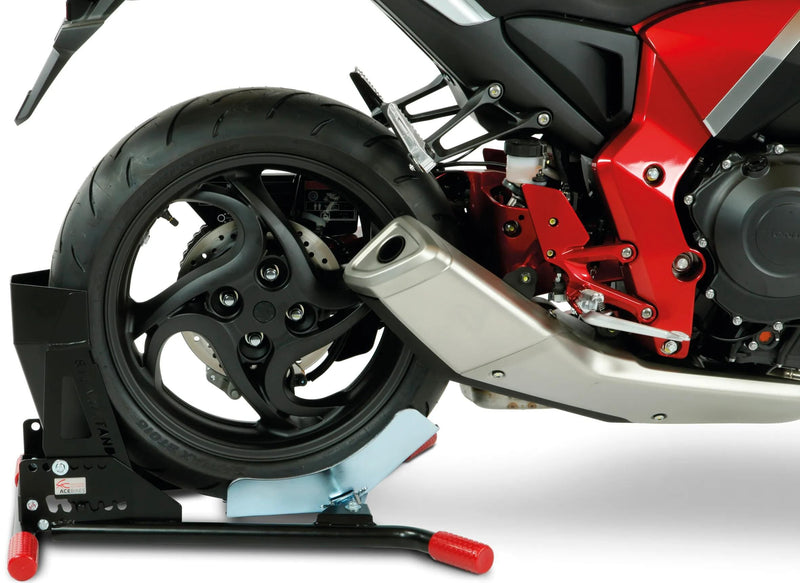 Afbeelding laden in galerijviewer, Acebikes voorwiel standaard steadystand motorcycle stand mod. 180 steadystand
