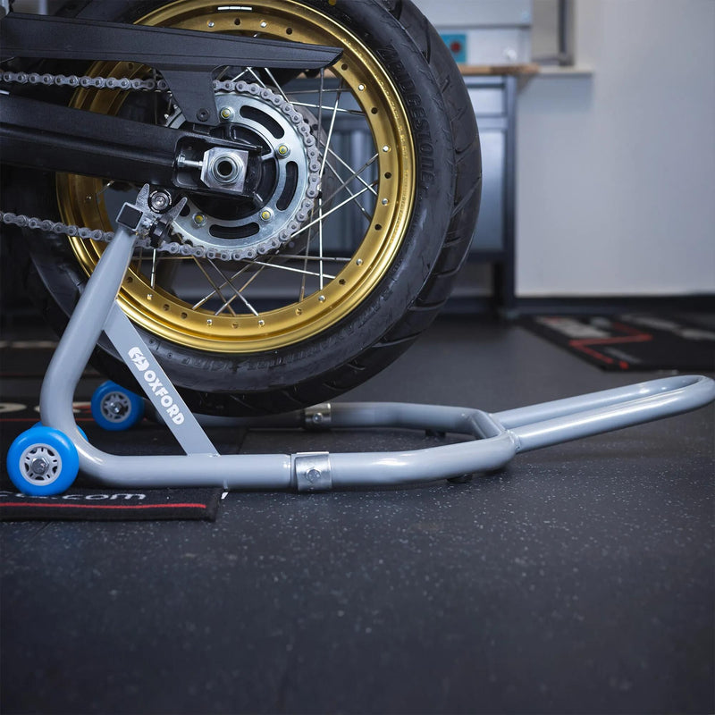 Afbeelding laden in galerijviewer, Oxford montageständer premium rear paddock stand premium mounting s back silver
