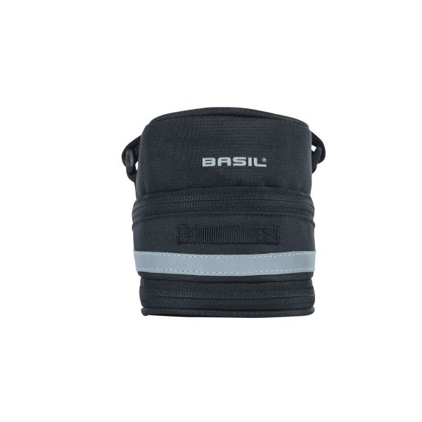 Afbeelding laden in galerijviewer, Basil Mada Zadeltas - Compact, zwart, 1L, klittenband, fietsaccessoire
