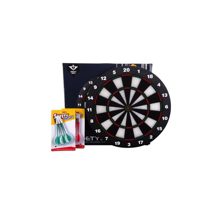 Afbeelding laden in galerijviewer, Longfield kindvriendelijk dartbord – ø 42 cm – inclusief 2 sets softip darts 18 gram – veilig dartbord voor kinderen – kindersafety –
