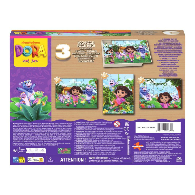 Afbeelding laden in galerijviewer, Spin master games 3-pack houten dora-puzzels, elk 24 stukken, kinderpuzzel, illustraties
