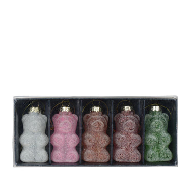 Decoris kersthanger in vorm van een gummybeer glas dia4x8cm 5-delig