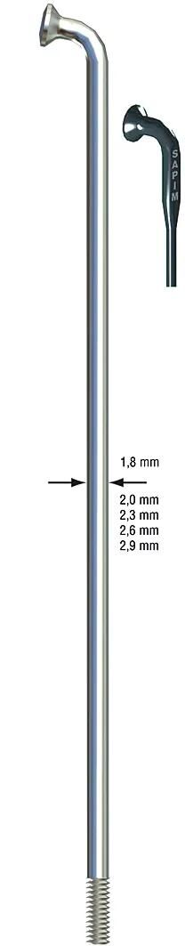 Sapim spaken 284-14 leader ø2.00 mm fg 2,3 - zwart (100 stuks)