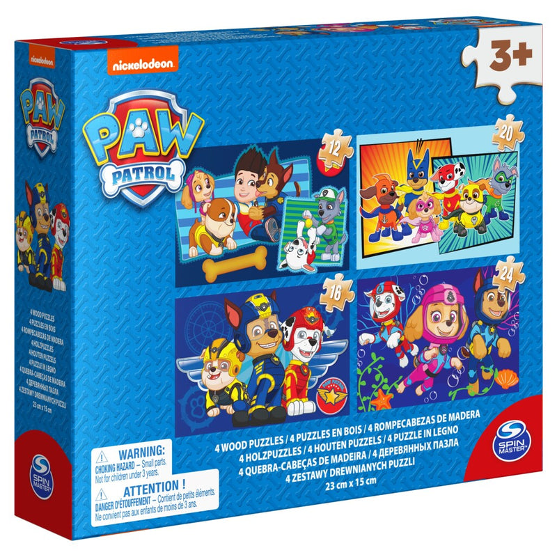 Afbeelding laden in galerijviewer, Paw patrol shoe box 4 houten puzzels 12-16-20-24 stukjes
