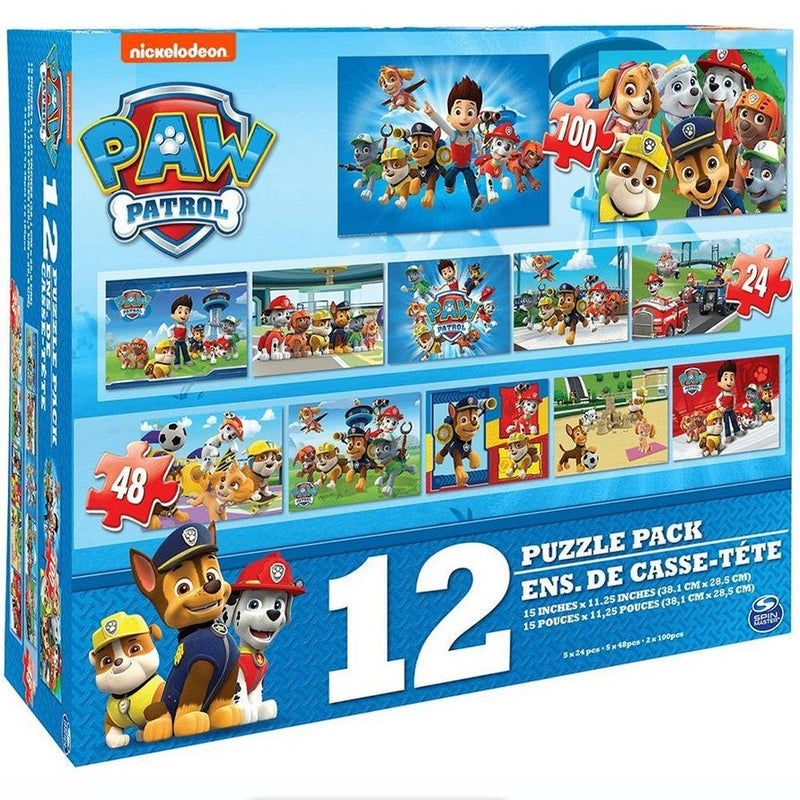 Afbeelding laden in galerijviewer, Paw patrol 12in1 puzzelset 25 48 100 stukjes
