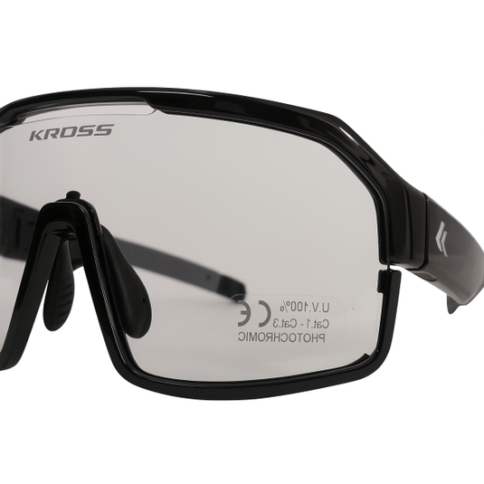 Kross fietsbril fly uv400 meekleurende lenzen - zwart frame