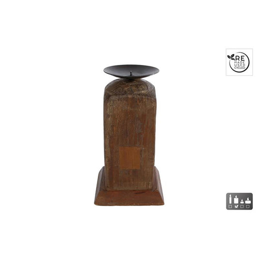 Cosydecor kandelaar raymond naturel hout gerecycled 15 18x8 11x8 11cm