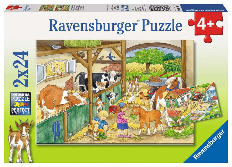 Afbeelding laden in galerijviewer, Ravensburger puzzel vrolijk boerderijleven- 2x24 stukjes - kinderpuzzel
