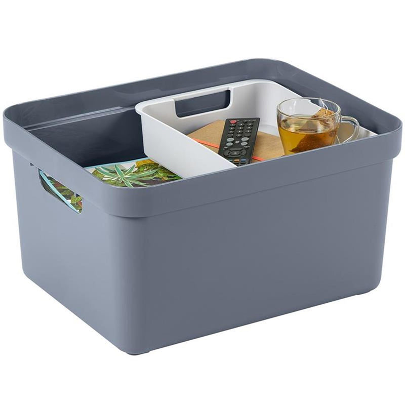 Afbeelding laden in galerijviewer, Sunware sigma home opbergbox 32l donker blauwgrijs afmeting 44,4 x 34,2 x 24,2 cm
