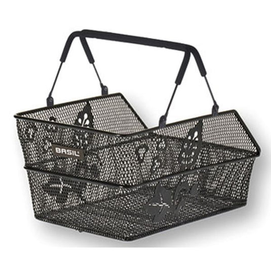 Basil Cento S Flower Multi - fietsmand - achterop - klein - zwart