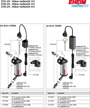Eheim uv-c lamp voor reeflex uv 800 (tot serie 193604)