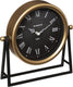 Atmosphera tafelklok roma - goud zwart - h26 cm - dia klok 21 cm - glas metaal - op standaard