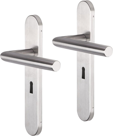 Impresso deurkruk - harrow - voor binnen - ovaal - deurschild met sleutelgat - rvs - 2 stuks