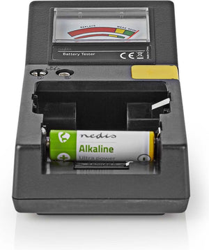 Nedis batterijtester - 9v - aa - aaa - button cell - c - d - zwart