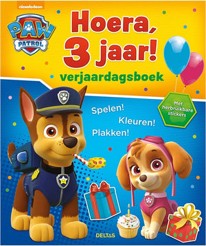 Paw patrol - kleurboek - hoera, 3 jaar - verjaardagsboek