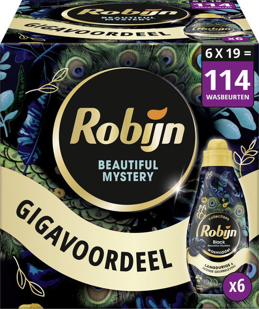 Robijn - vloeibaar wasmiddel - klein krachtig - beautiful mystery -6 flessen 114 wasbeurten - voordeelverpakking