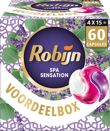 Robijn wasmiddel - 3-in-1 wascapsules - color spa sensation - wasmiddel voordeelverpakking - 4 x 15 stuks - 60 wasbeurten