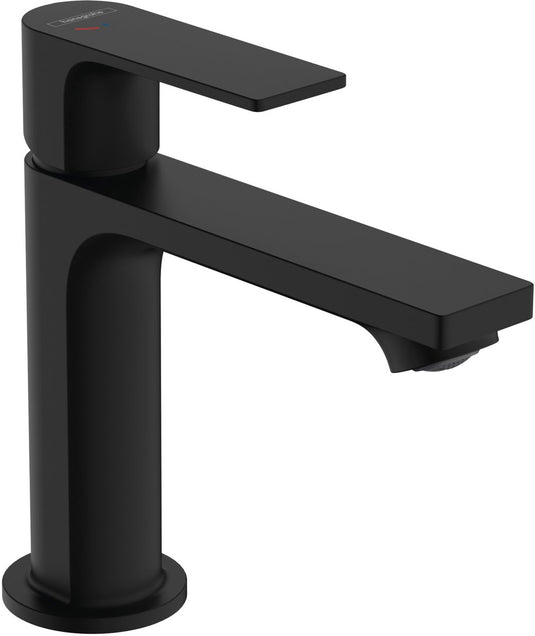 Hansgrohe rebris e - wastafelmengkraan - ééngreeps bediening - coolstart energiebesparend - ecosmart+ waterbesparend - met trekwaste - 110mm maat - mat zwart