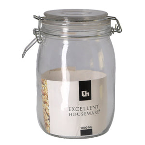 Excellent houseware voorraadpot met deksel 1 l | 2 stuks