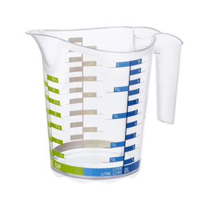 Rotho domino maatbeker - 1 liter - transparant met uitgebreide maataanduiding